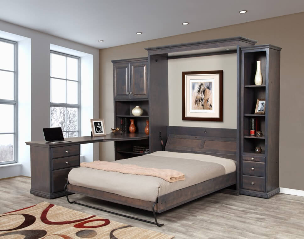 Rochester Murphy Wall Bed - Open with Cabinets